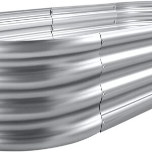 Land Guard Galvanized Raised Garden Bed Kit, Galvanized Planter Garden Boxes Outdoor, Oval Large Metal for Vegetables………