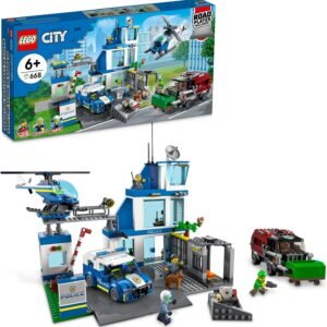 LEGO City Police Station with Van, Garbage Truck & Helicopter Toy 60316, Gifts for 6 Plus Year Old Kids, Boys & Girls with 5 Minifigures and Dog Toy